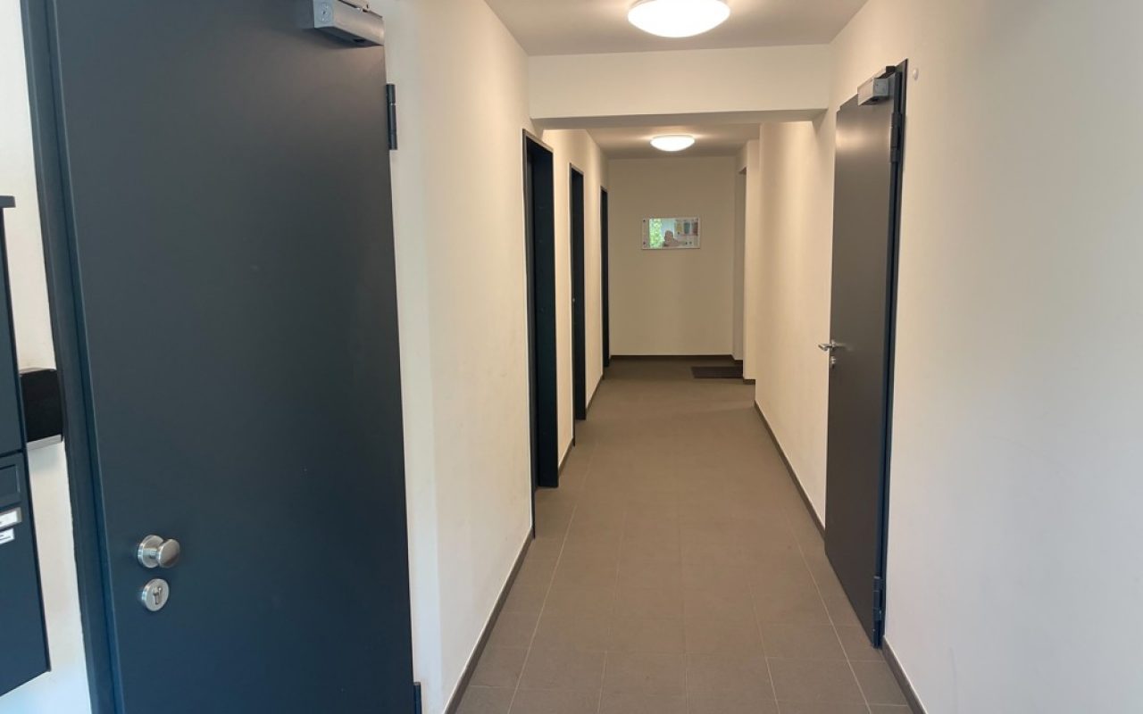 Hauseingang mit Wohnungskellertüren